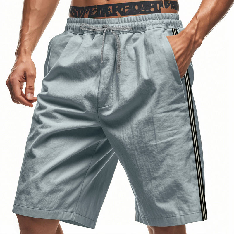 Mens Beach Outdoor Sports Shorts Breathable Striped Casual Cropped Trousers