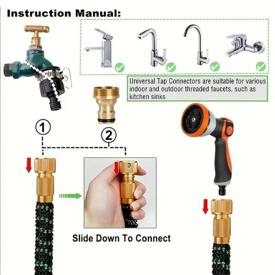 25-150F  Water Garden Hose Nozzle Set, Suitable For Garden Watering, Car And Pet Outdoor Cleaning-Garden-hose-B-G-STQ-75FT