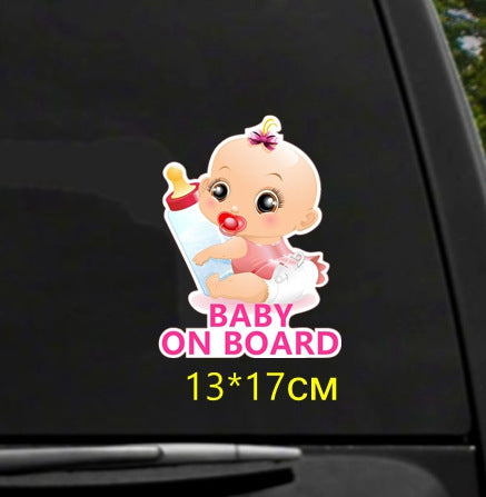Cross-border Exclusive Sale Baby On Board Bumper Stickers Baby Baby Princess Feeding Bottle Car Reflective Stickers B033