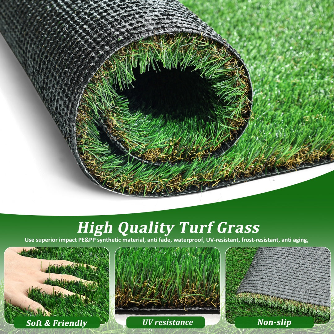 3FTX10FT Outdoor Artificial Grass Runner Rug, Thick Realistic Fake Grass Roll Decor Patio Balcony Garden Lawn, Dog Pets Turf Drain Mat, 1.38 Pile Height
