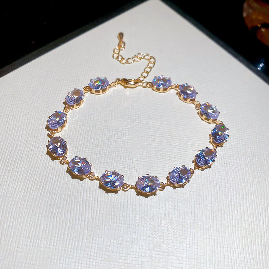 Korean Ins Style Rhombus Zircon Bracelet  Dainty Ethereal Bangle Luxury Elegant Premium Wrist Jewelry