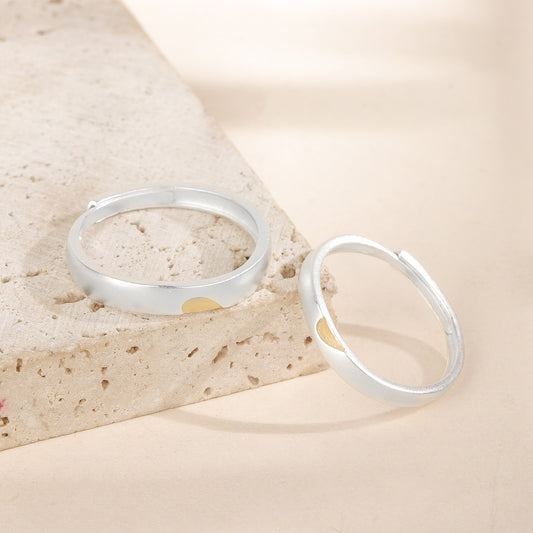 2pcs S999 Fine Silver Confession Couple Rings, Stylish Niche Matching Bands, Ideal Gift For Long-distance Lovers