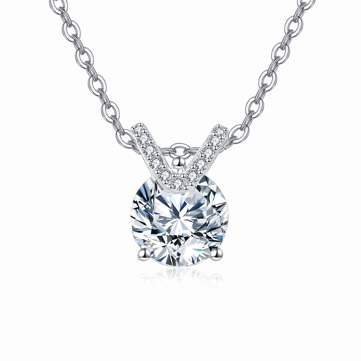 925 Sterling Silver Elegant Solitaire Moissanite Necklace With Silver Chain: Timeless Beauty Meets Modern Elegance
