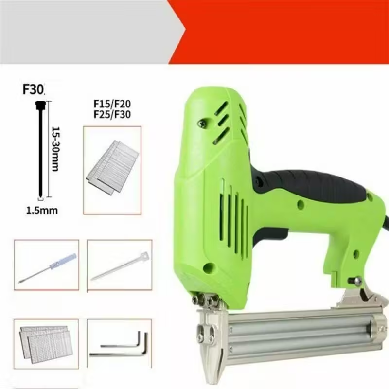 1800W Electric Heavy Duty Stapler Nailer - High Power Nail Gun For Carpentry With 1000 Nails Building Supplies