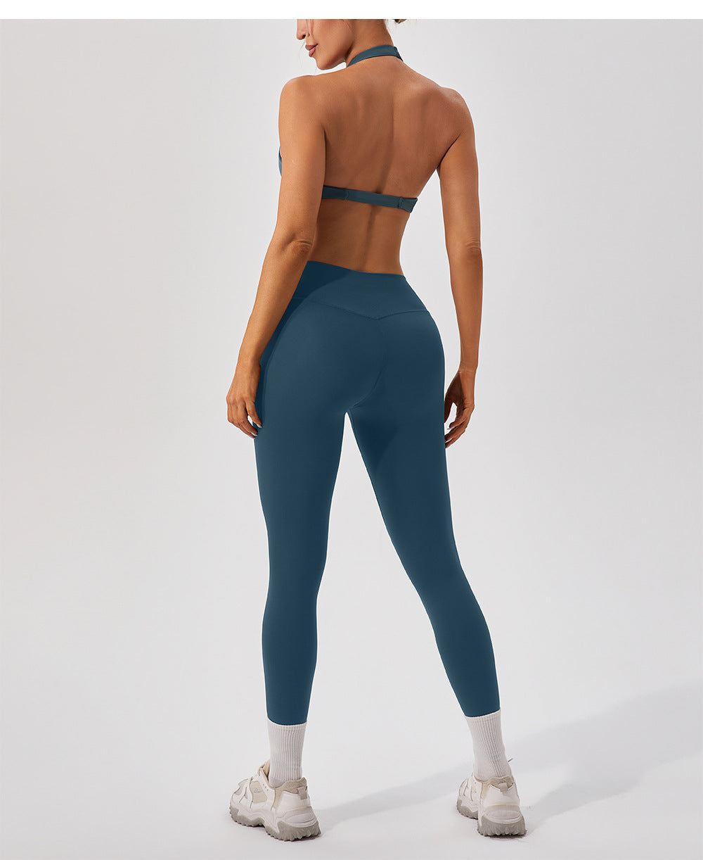 Nude Feel Breathable Halter Beauty Back Yoga Bra Tight Fitness Top