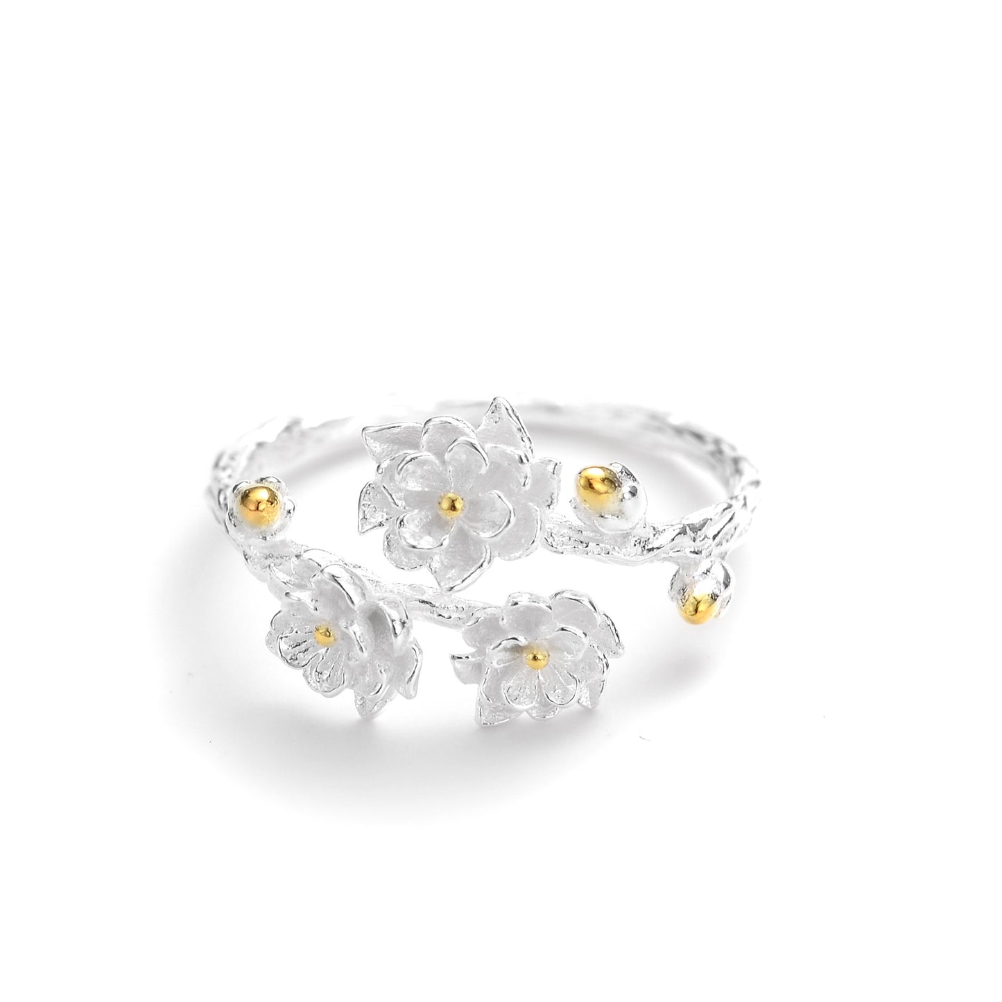 S925 Sterling Silver 12-Month Flower Series Adjustable Ring, Niche Gift For 520 Valentine's Day