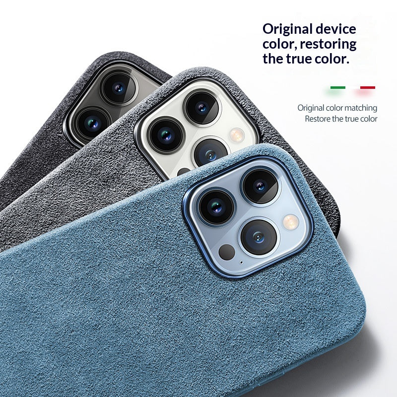 High-end Suede Magnetic Wireless Charging Leather Phone Case