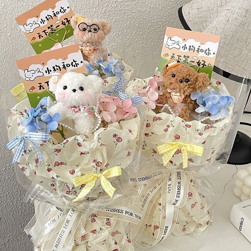Handmade Puppy Pipe Cleaner Doll Bouquet Gift