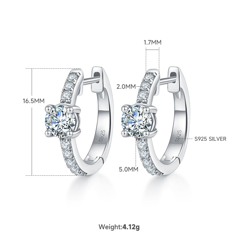 4.1g S925 Sterling Silver 5mm Moissanite Hoop Earrings For Women  Platinum Plated Huggie Hoops With GRA Certificate, Fine Jewelry Gift Box Set