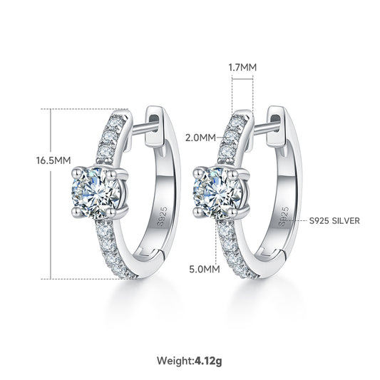 4.1g S925 Sterling Silver 5mm Moissanite Hoop Earrings For Women  Platinum Plated Huggie Hoops With GRA Certificate, Fine Jewelry Gift Box Set