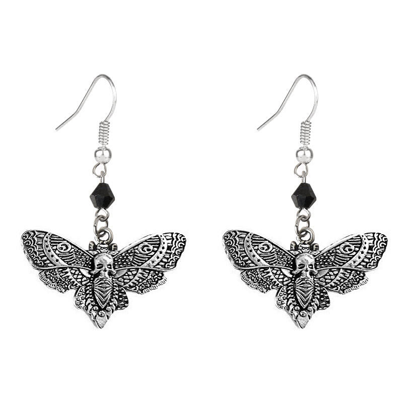 Silver Skull And Butterfly Earrings Personalized Hip-Hop Ear Accessories