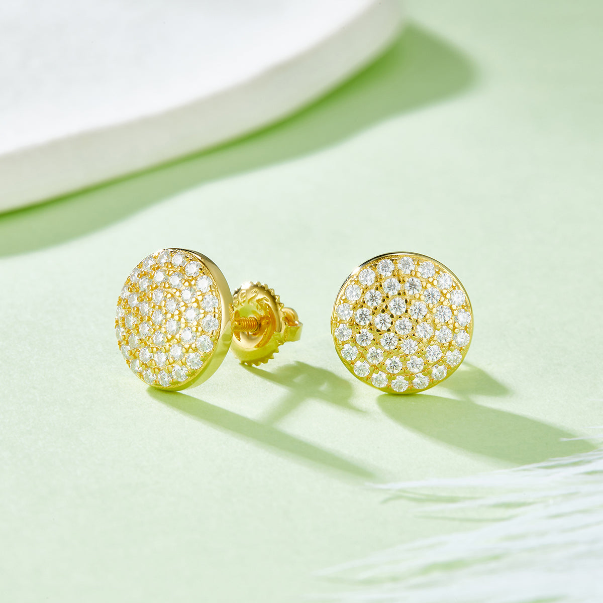 S925 Sterling Silver 74pcs D Color VVS1 Moissanite Round Stud Earrings 10mm Pave 1.6g Screw Back Hypoallergenic GRA Certified Gift Box