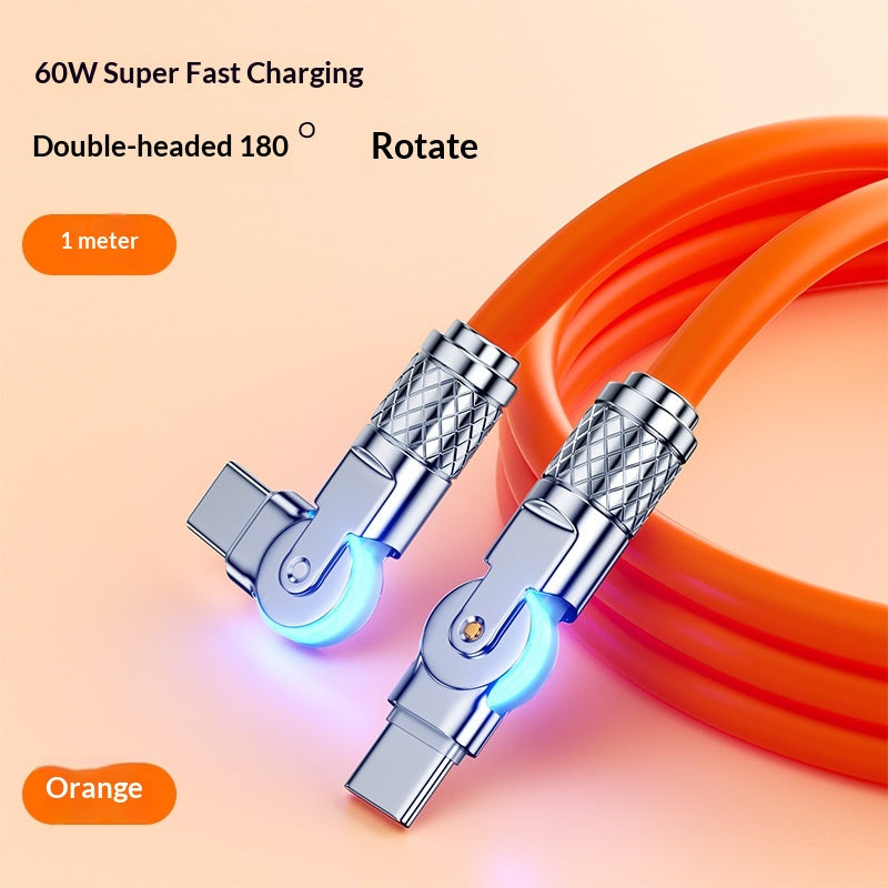 Gaming Dual-bend Rotating PD Fast-charging Data Cable
