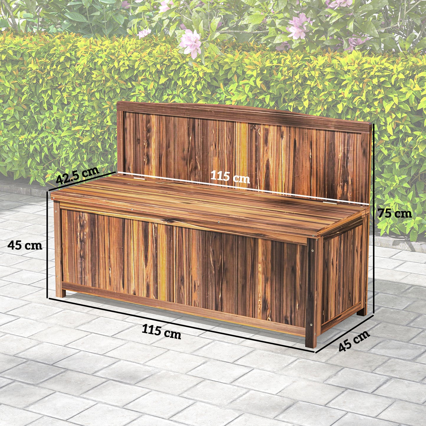 Wood Storage Bench For Patio Furniture, Outdoor Garden Seating Tools, Brown