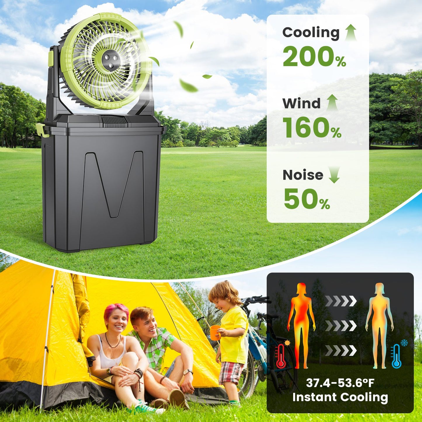 1Pc  5 In 1 20000mAh 10L Bucket Portable Misting Fan Indoor Outdoor Rechargeable Camping Cooling Fan Work As Air Cooler Humidifier Power Bank & RGB Night Light With Remote Control