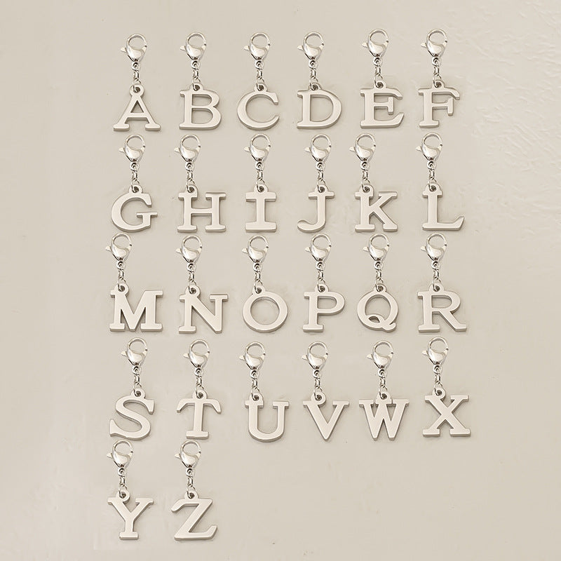 Titanium Steel Bracelet And Necklace Accessories Featuring 26 Alphabet Letters