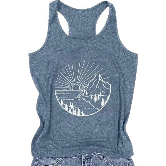 3D-printed Sleeveless European-size Trendy Fashion T-shirt Womens Tank Top