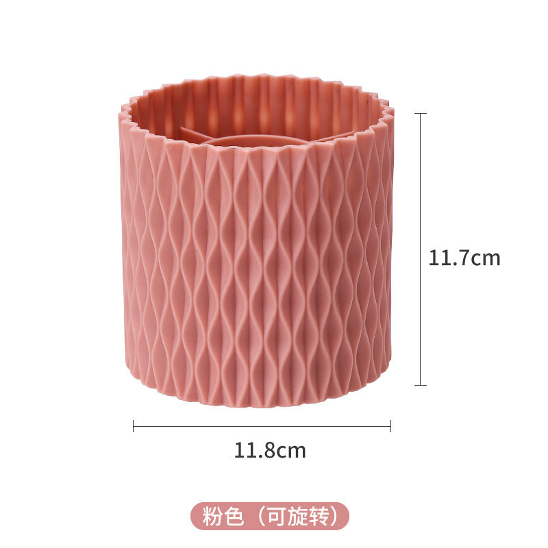 Makeup Brush Holder Dustproof & Waterproof 360 Rotating Cosmetics Make Up Brush Organizer Storage With Lid For Vanity