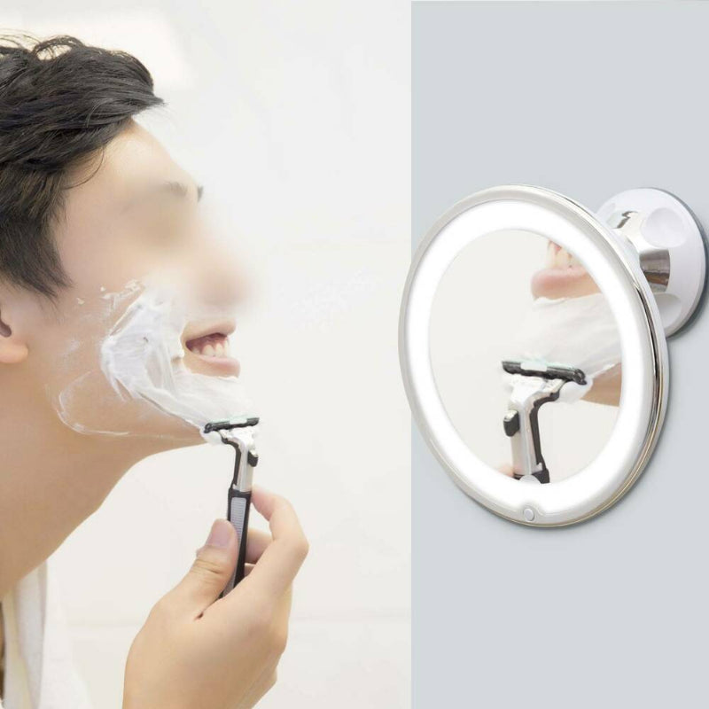Makeup Mirror With 10X LED Suction Cup Shower Shave Cosmetic
