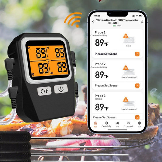 Wireless Bluetooth BBQ CH-610 4-Sensor Kitchen Oven Meat Food Thermometer