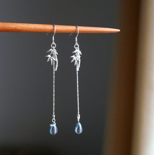 Original Design Bamboo Branch Raindrop Ear Accessories S925 Tremella Hook Bamboo Cooling Sense Ear Clip