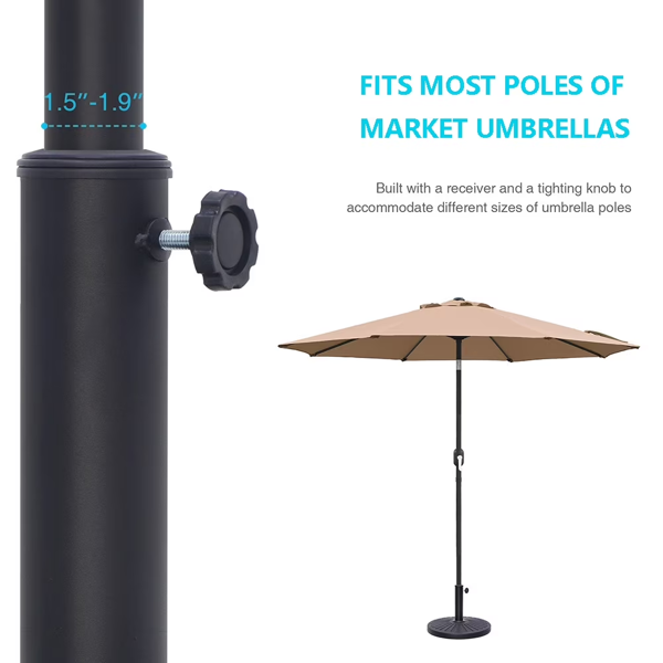 26.5 Lbs Outdoor Patio Market Umbrella Base, Patio Umbrella Stand For Yard Garden Poolside In Black  Shipment From Walmart