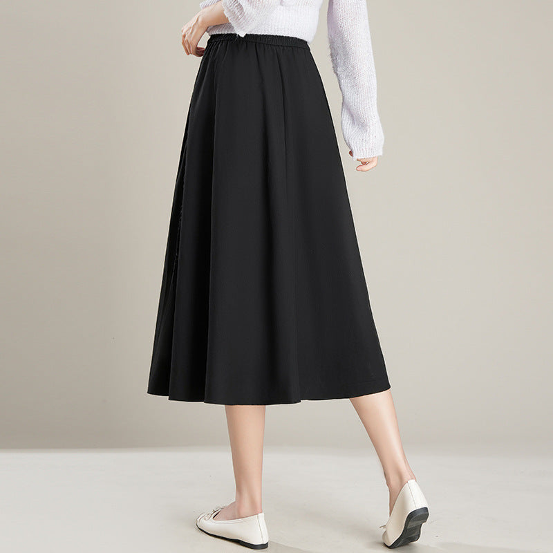 New Commuter Skirt Figure-flattering Black Fashion Pleated Maxi A-line Dress
