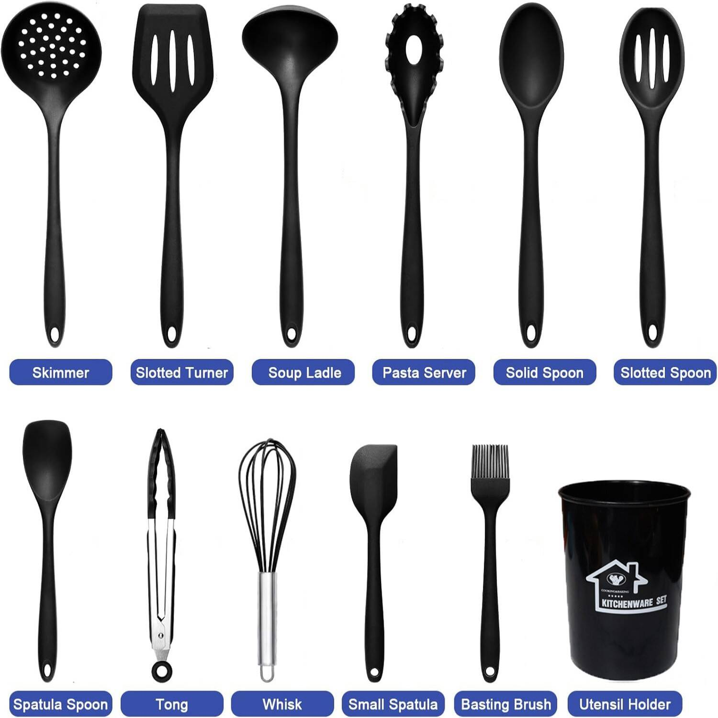 12-Piece Silicone Kitchen Utensil Set - Food Grade,