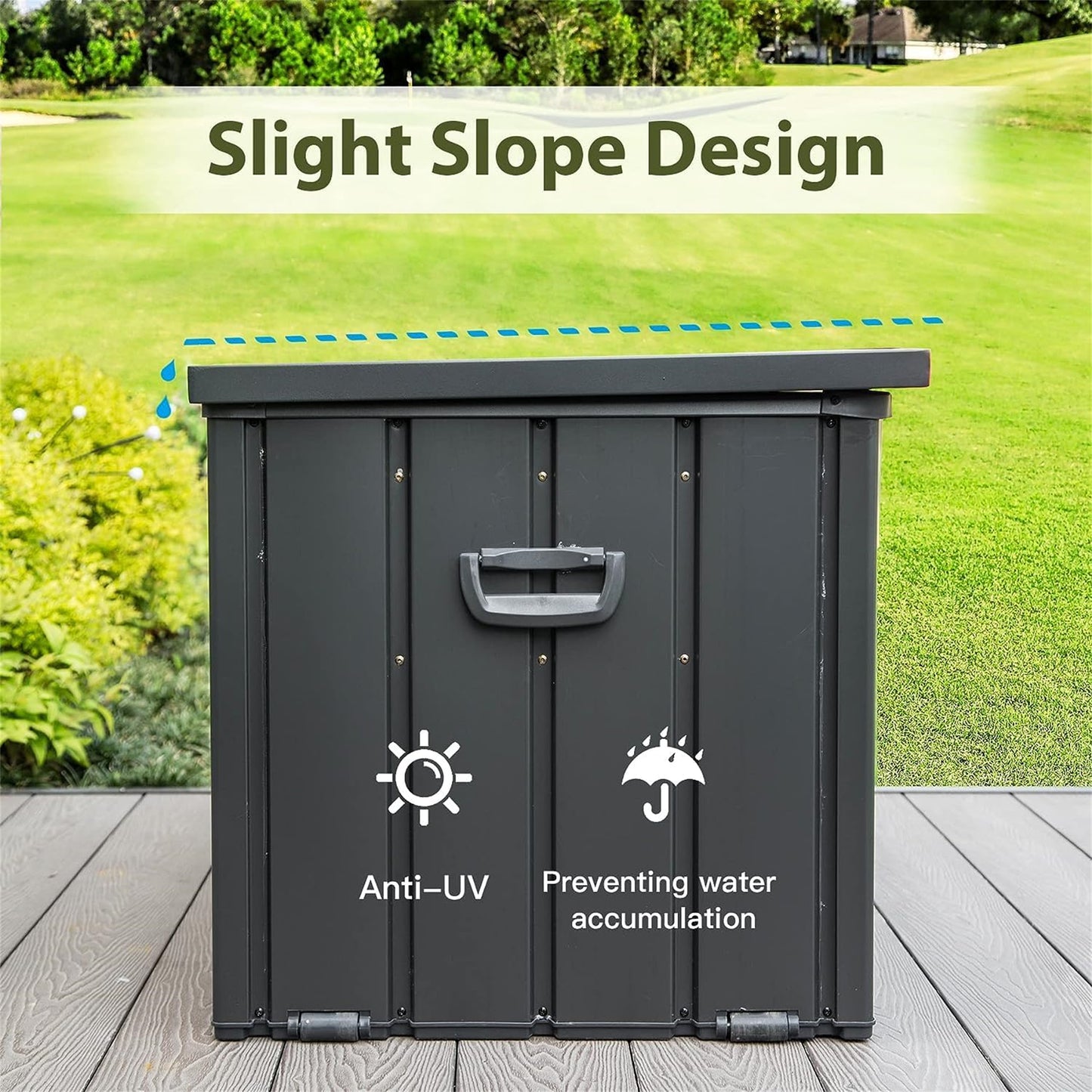 120 Gallon Outdoor Storage Deck Box Waterproof, Large Patio Storage Bin For Outside Cushions, Throw Pillows, Garden Tools, Lockable  Dark Gray