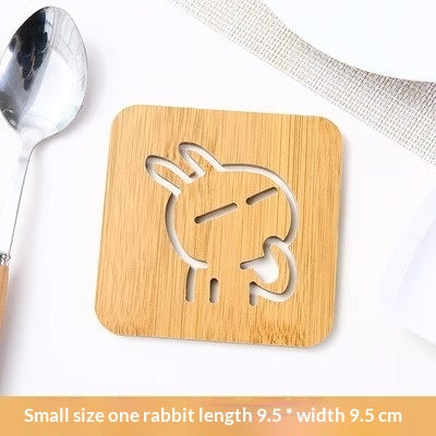 Wooden Coaster Hollow-out Cartoon Design Heat-insulating Mat For The Kitchen