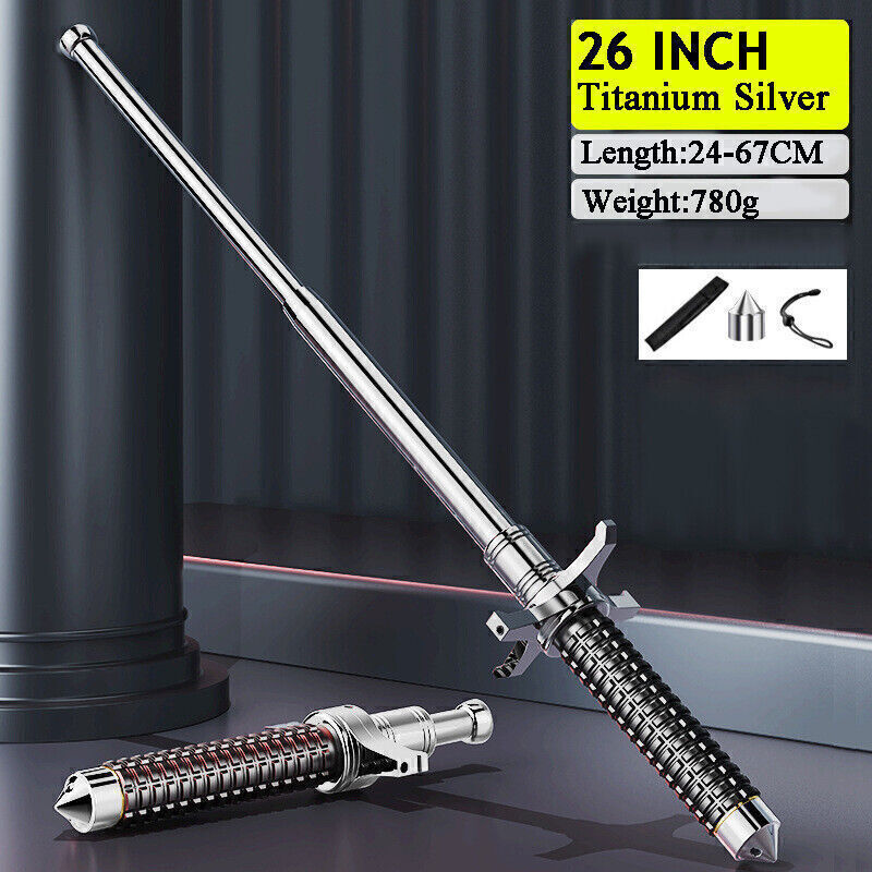 Outdoor Tactical Trekking Poles Retractable Camping Hiking Survival Stick Tools