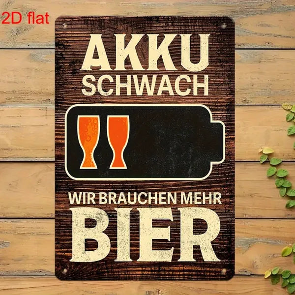 CIFbuy Vintage AKKU SCHWACH Low Battery Need More Beer Metal Tin Sign Multi-Use Yard Sign For Bar Office Home Cafe Restaurant - TikTok, Temu Pick-up Service
