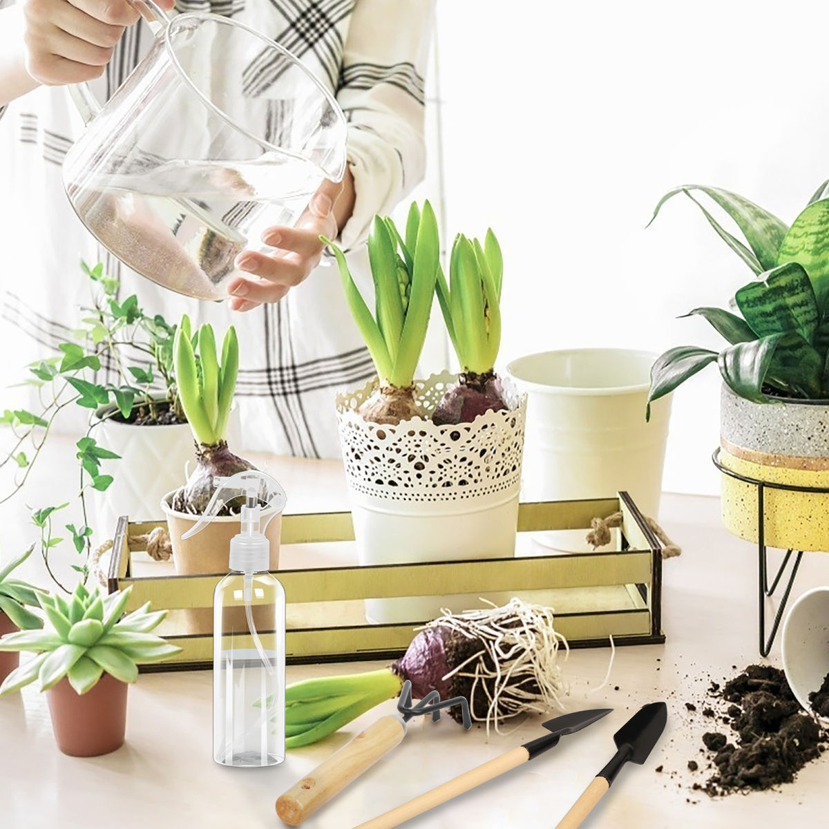 11-piece Mini Gardening Tool Set, Including Tweezers, A Spray Bottle, And A Planting Trowel For Houseplants, Herbs, And Succulents—a Gift Set For Hobby Gardeners