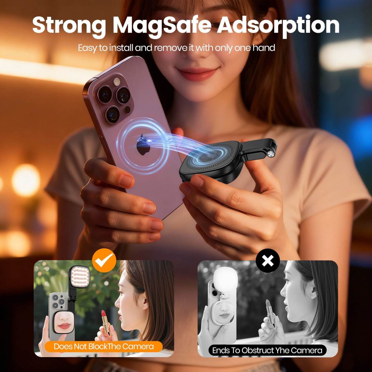 Magnetic Flip-Open Phone Fill Light Mini Portable LED Makeup Mirror