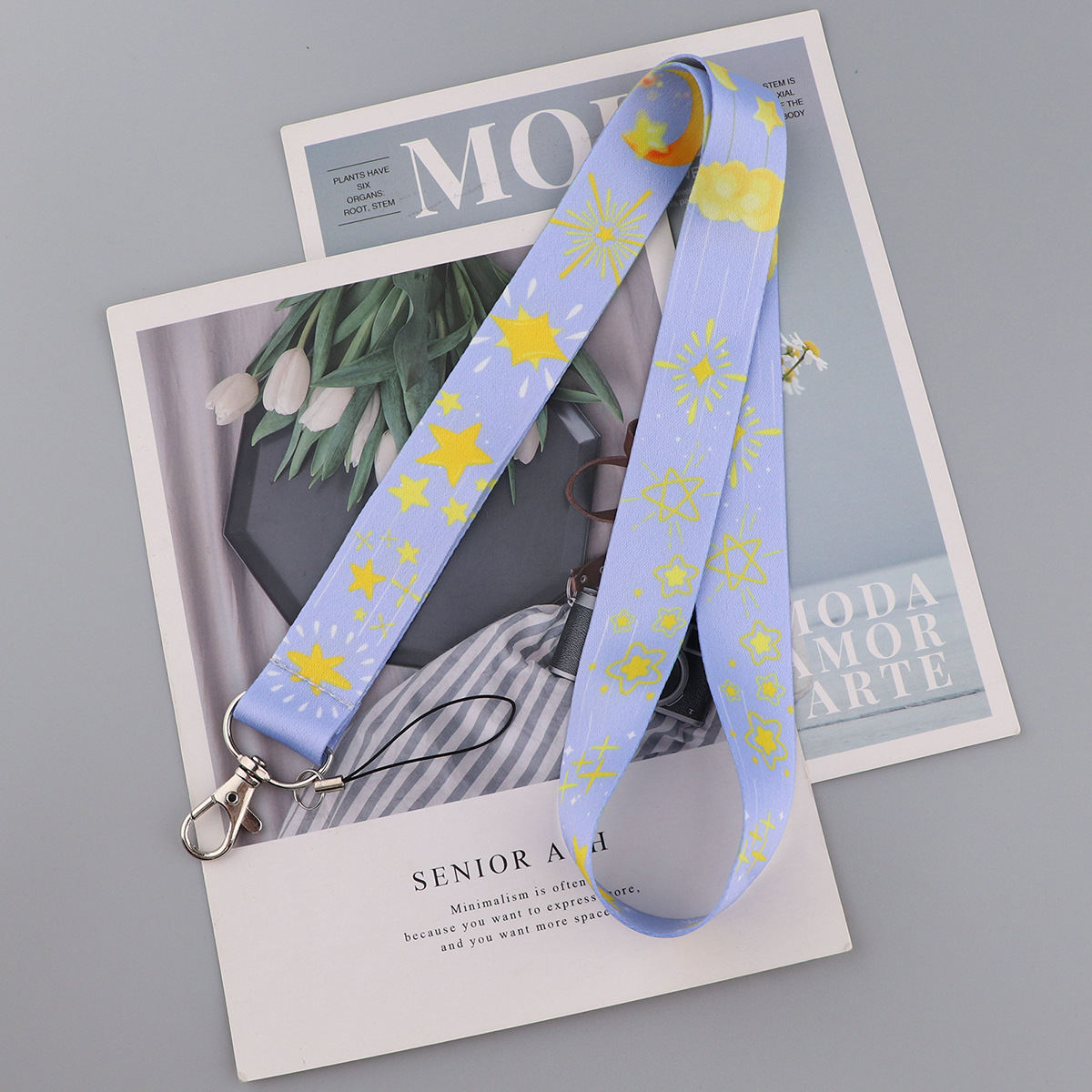 Starry Sky Moon Mobile Phone Cartoon Lanyard ID Tag Halter Lanyard