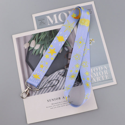 Starry Sky Moon Mobile Phone Cartoon Lanyard ID Tag Halter Lanyard