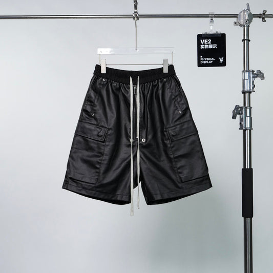 Dark-tech Wax-coated Utility Denim Shorts