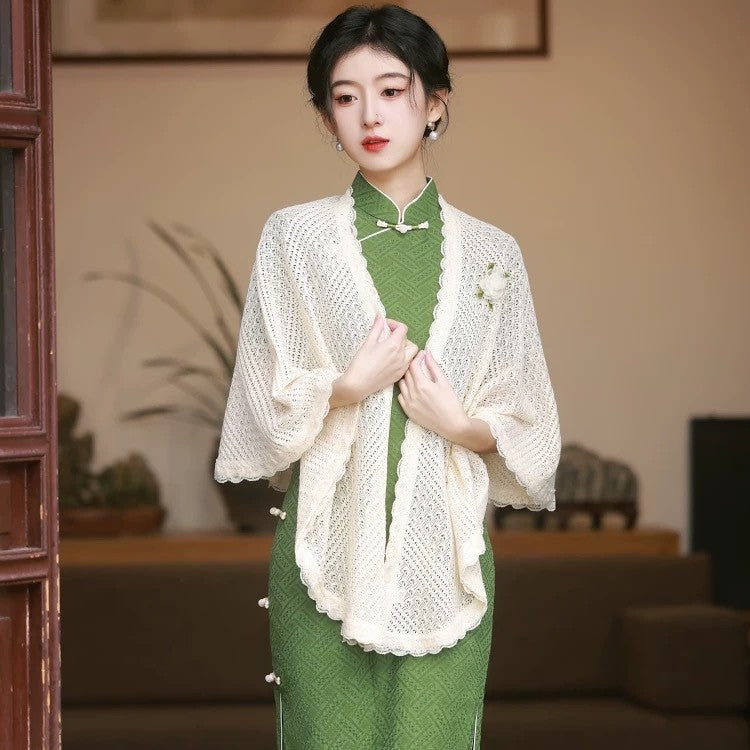 New Hollow-out Cheongsam Chinese-style Minimalist Niche Cloak Jacket And Shawl