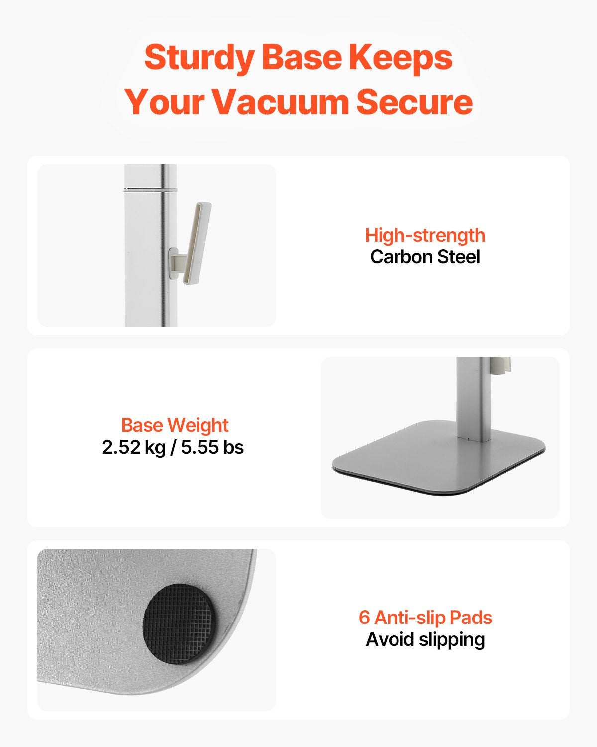 Vacuum Stand, Compatible With Dyson G5 V15 V12 V11 V10 V8 V7 V6 Series Upright Vacuums Cleaners & Accessories, Stable Vacuum Stand Holder With 6 Hooks And Non-slip Footpads, Gray