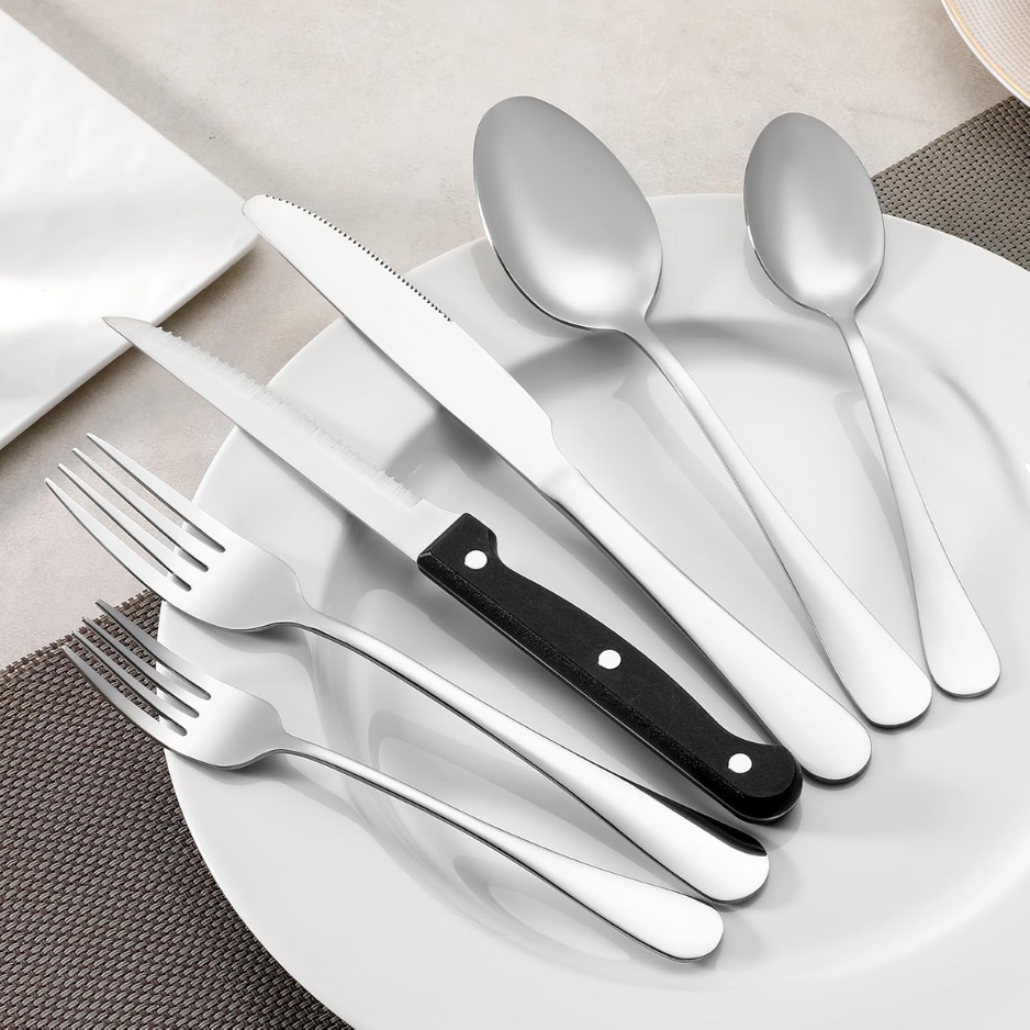12-Piece Stainless Steel Dinner Forks Set - Mirror Polished Silverware For Home & Restaurant 7.5 Inch
