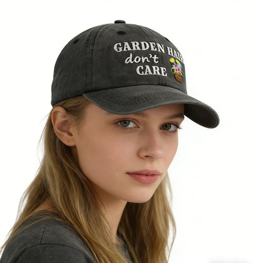 Garden Hair Hat For Men Women, Adjustable Embroidered Wash Cotton Baseball Cap