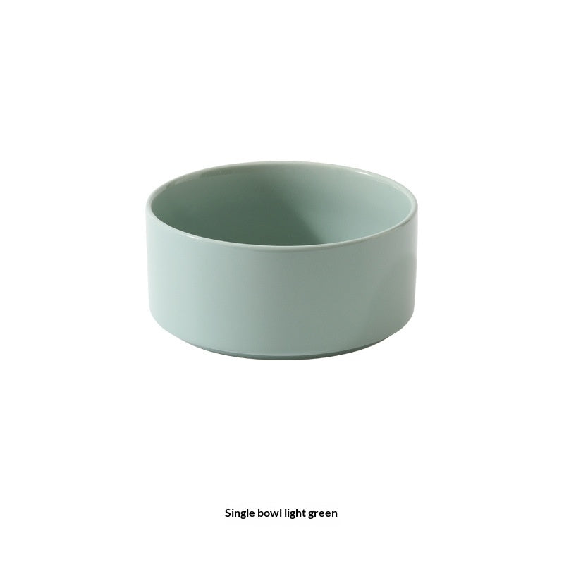 Solid Color Minimalist Home Use Ceramic Cat Food Feed Bowl