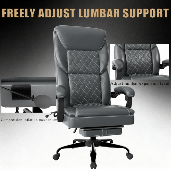 Gaming Chair, Office Chair With Inflatable Lumbar Support, Ergonomic Comfortable Wide Computer Chair With Footrest And Linked Soft Armrests, High Back 3D Enveloping Seat Cushion