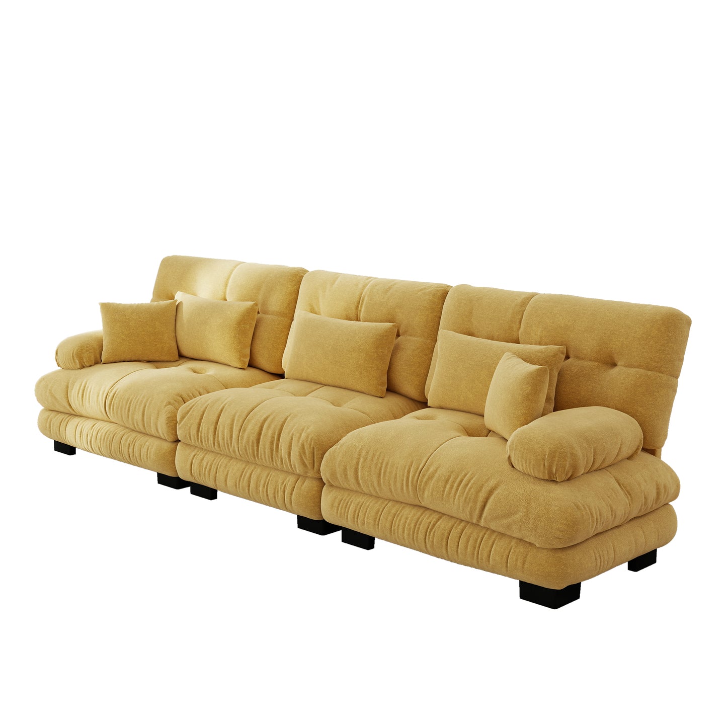 3 Seater Modular Corner Sofa With Deep Seat, Chenille Sofa Bed Comfortable Upholstered For Living Room, Apartment, Studio, Office,Yellow