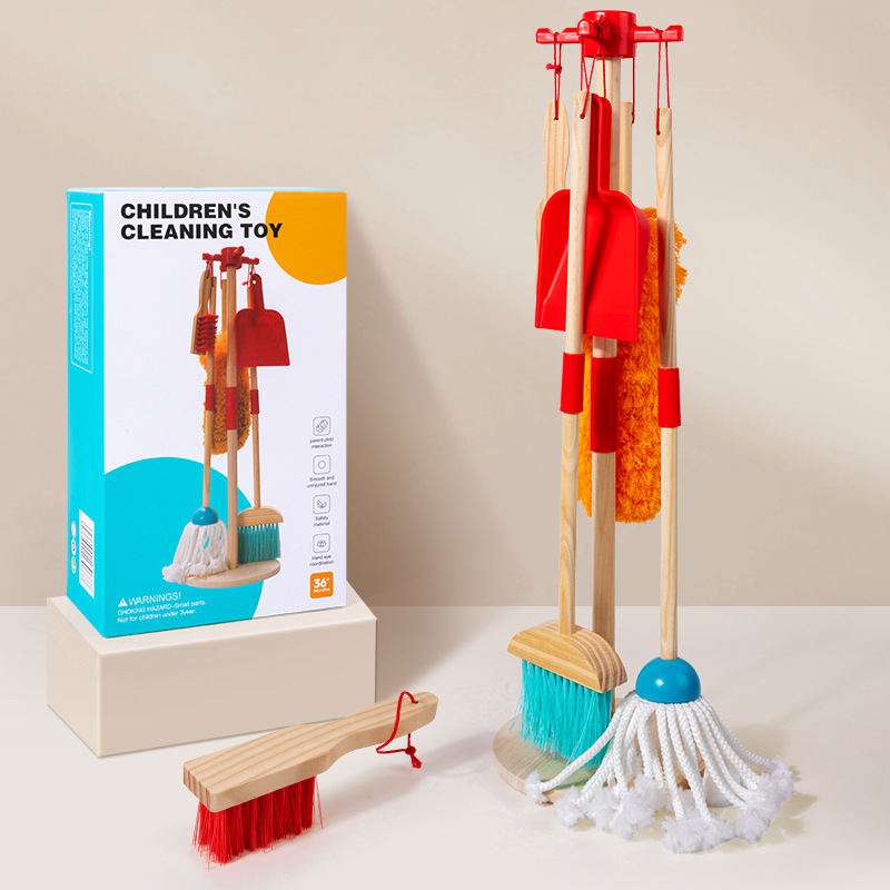 Children's Wooden Simulation Cleaning Suit Toys