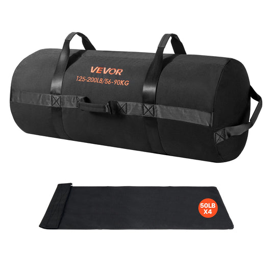 Workout-Sandsack, Strapazierfähige Powerbags Sandsack-Trainingstasche Mit Griffen, Einstellbar 56-90 Kg Für Fitness-Krafttraining, Cross-Training, Fitnessstudio-Übungen, Schwarz (ungefüllt)