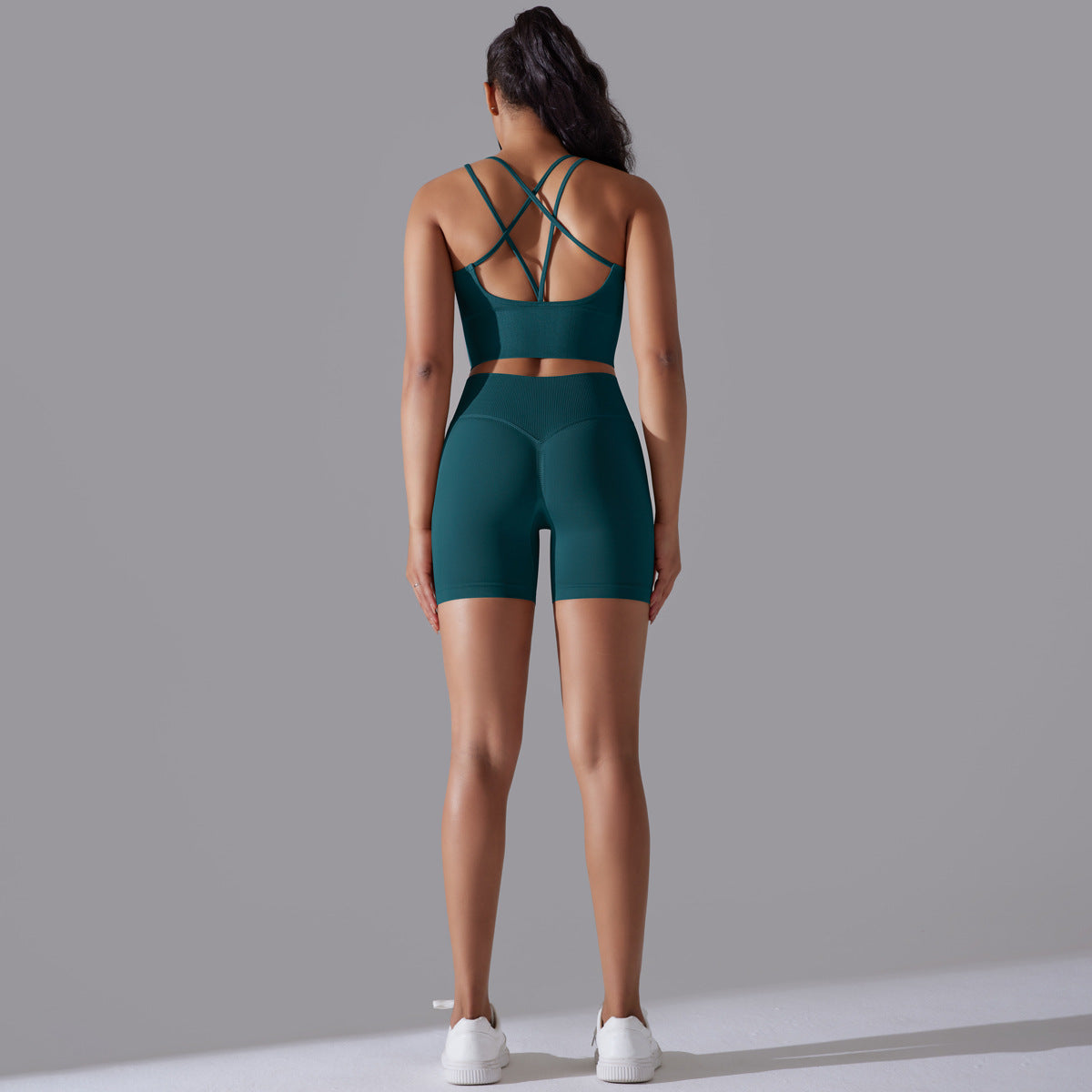 Seamless Knitted Solid Color Beauty Back High Elastic Sports Skinny Yoga Clothes Suit