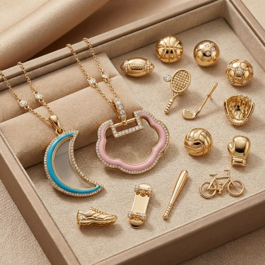 Box With Colorful Zircon Baseball Accessories
