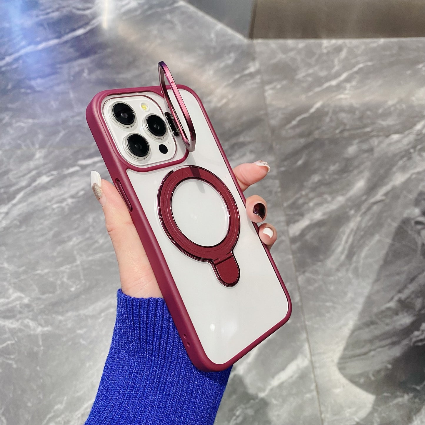 Simple Magnetic Charging Double Bracket Phone Case