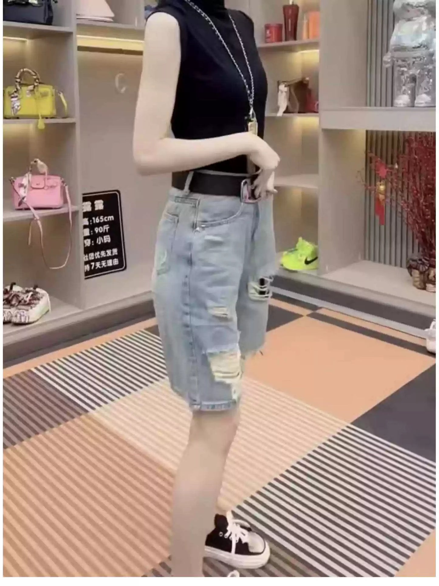 Summer New Arrival High-Waisted Stretchy Ripped Denim Shorts For Women